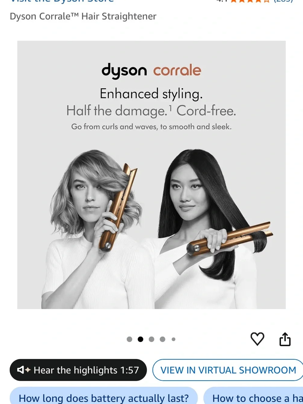 Dyson hair straightener in black and pink